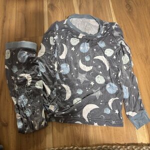 Little Sleepies Bamboo Moon and Stars Pajama Set - Gray and Blue